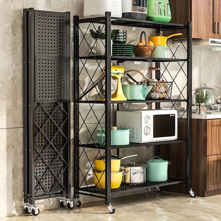 Big  size foldable kitchen rack with wheels